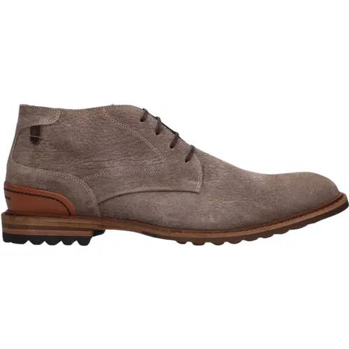 Taupe Wildleder Schnürschuhe,Blaue Wildleder-Herrenschuhe mit Ledersohle - Floris van Bommel - Modalova