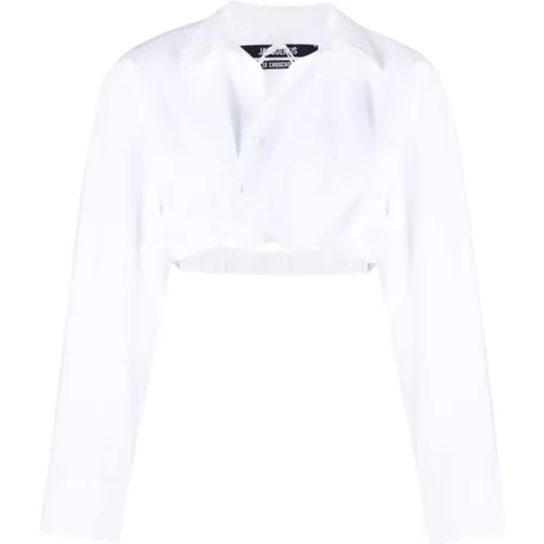 Off- Stretch-Cotton Cropped Shirt , female, Sizes: M - Jacquemus - Modalova