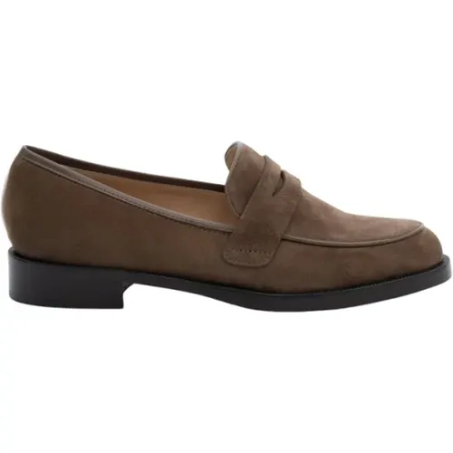 Taupe Wildleder Loafer mit braunem Lederabsatz , Damen, Größe: 41 EU - PARALLELE - Modalova