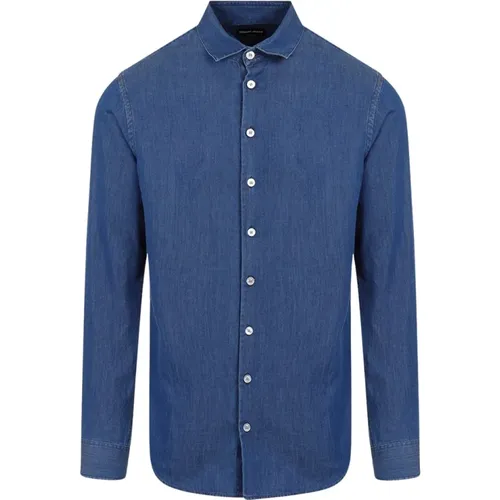Denim Cotton Shirt Ss24 , male, Sizes: XL - Giorgio Armani - Modalova