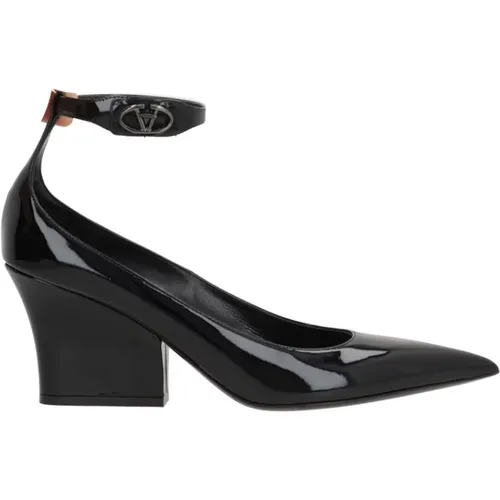 Patent Leather Heels with VLogo Strap , female, Sizes: 7 UK, 4 1/2 UK, 4 UK, 5 1/2 UK, 3 UK, 3 1/2 UK, 5 UK, 6 UK - Valentino Garavani - Modalova