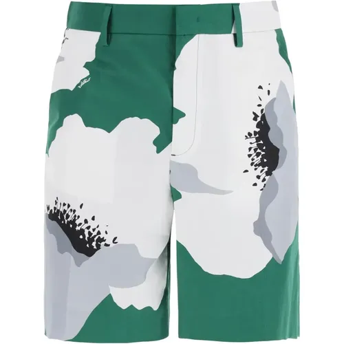 Blumenporträt Print Poplin Bermuda Shorts , Herren, Größe: L - Valentino Garavani - Modalova