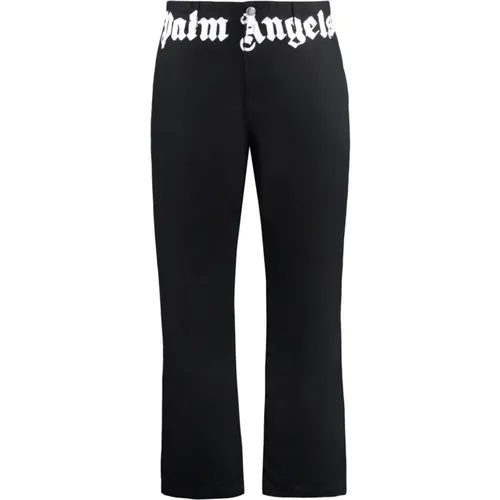 Schwarze Logo-Print-Baumwollhose - Palm Angels - Modalova