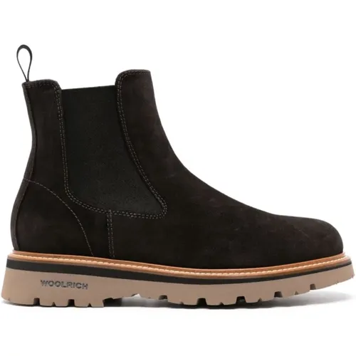 Braune Wildleder Slip-On Stiefel , Herren, Größe: 46 EU - Woolrich - Modalova