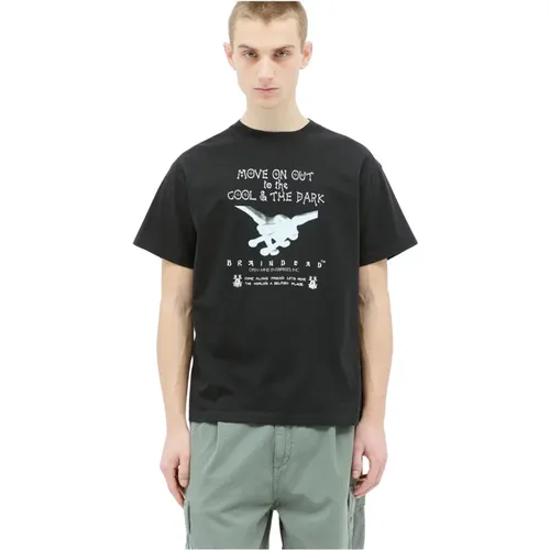 T-Shirt mit Grafikdruck aus Baumwolle , Herren, Größe: L - Brain Dead - Modalova