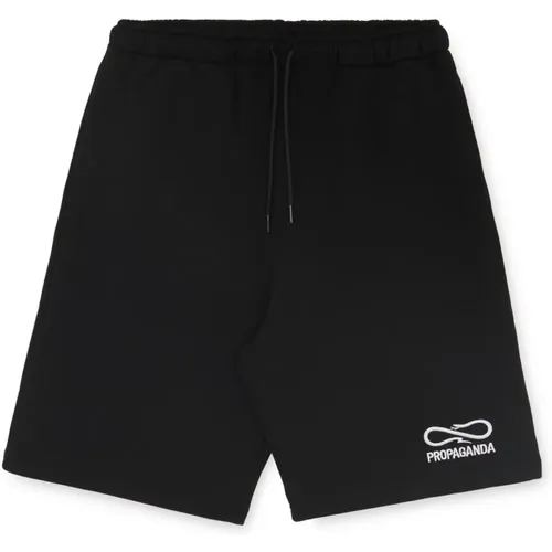 Logo Stickerei Sweatshort in Schwarz , Herren, Größe: XL - Propaganda - Modalova