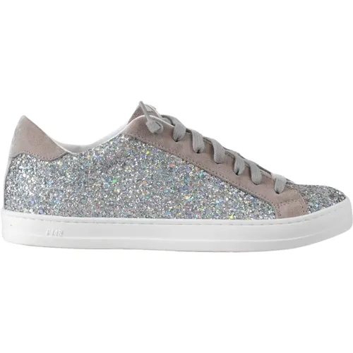 Glitzer Silber Sneakers mit Grauen Details - P448 - Modalova