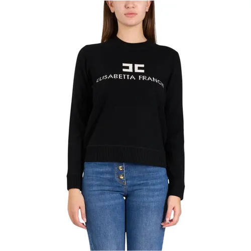 Cashmere Logo Sweater Regular Fit , female, Sizes: 2XL, S, M - Elisabetta Franchi - Modalova