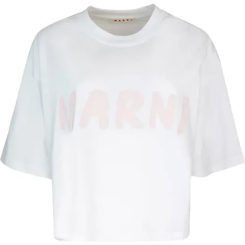 Bio-Baumwoll-T-Shirt Weiß , Damen, Größe: 3XS - Marni - Modalova