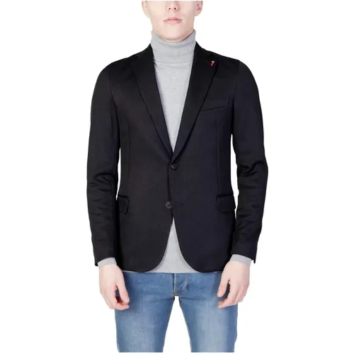 Schwarzer Buttoned Lapel Collar Blazer , Herren, Größe: 3XL - Mulish - Modalova