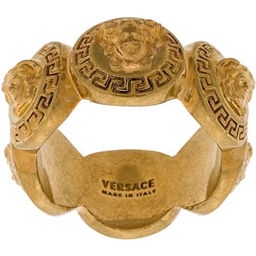 Goldene Medusa Münze Messing Armband - Versace - Modalova