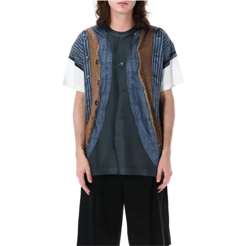 Knit Vest Print T-Shirt , male, Sizes: M - Comme des Garçons - Modalova