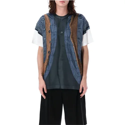 Knit Vest Print T-Shirt , male, Sizes: S, M - Comme des Garçons - Modalova