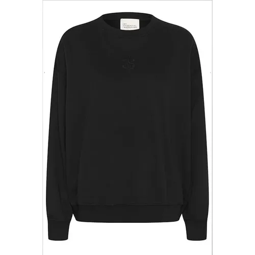 Schwarzer Sweatshirt mit gesticktem Logo - My Essential Wardrobe - Modalova