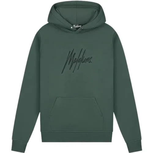 Dunkelgrüner Hoodie , Herren, Größe: S - Malelions - Modalova