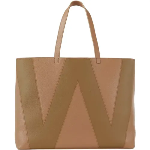 Leather Tote Bag with Handles , female, Sizes: ONE SIZE - Max Mara Weekend - Modalova