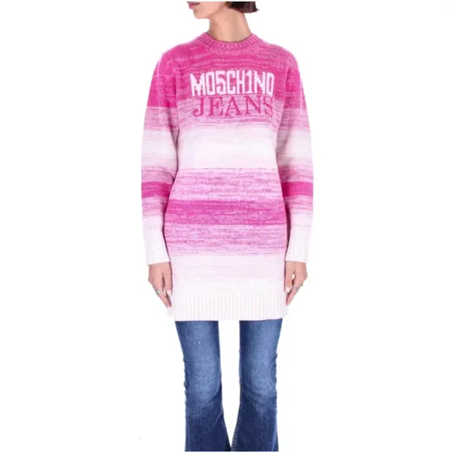 Rosa Sweaters mit Pre-Logo Vorderseite , Damen, Größe: XS - Moschino - Modalova