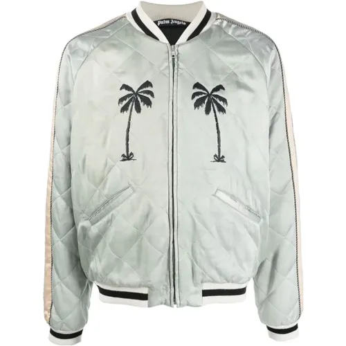 Satin Jacket with I Palm Embroidery , male, Sizes: M, S, L - Palm Angels - Modalova