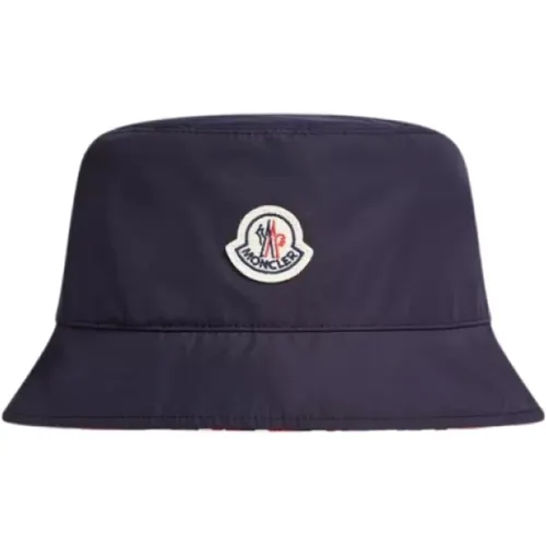 Wendbare Marineblaue Nylon-Bob mit mehrfarbigen Logos , Herren, Größe: M - Moncler - Modalova