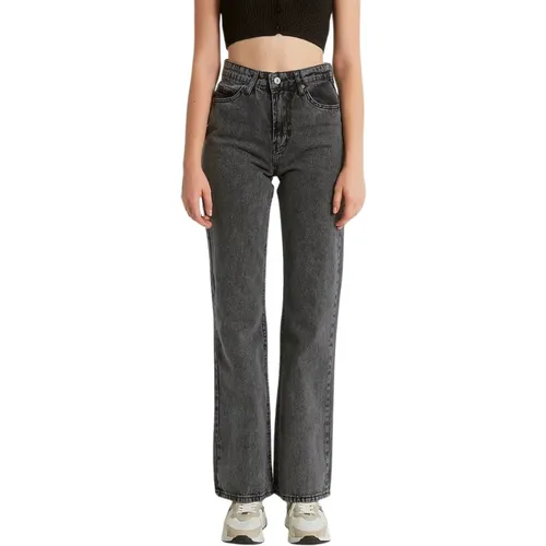 High Waist Schwarze Jeans Gerades Bein , Damen, Größe: W26 - catwalk - Modalova