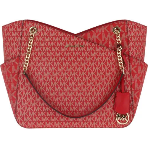 Rote Bedruckte Reißverschluss-Handtasche , Damen, Größe: ONE Size - Michael Kors - Modalova