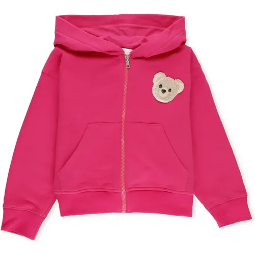 Fuchsia Kinder Baumwoll-Sweatshirt mit Bärenpatch - Palm Angels - Modalova