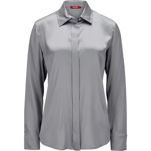 Seiden Klassische Bluse Grau , Damen, Größe: XS - Max Mara Studio - Modalova