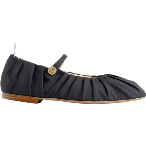 Silk Ruched Ballerinas with Coin Button , female, Sizes: 7 UK, 5 UK, 3 UK, 4 UK, 2 UK, 6 UK - Thom Browne - Modalova