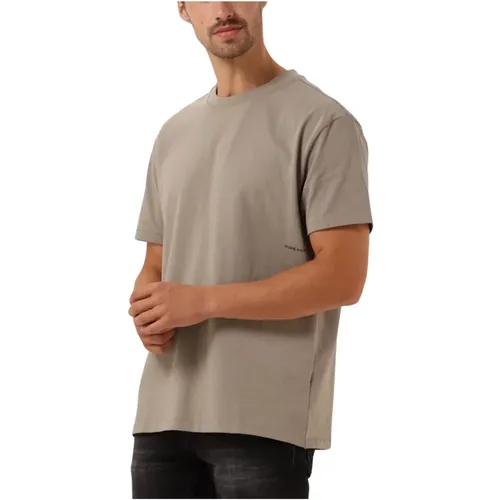 Taupe Loose Fit Crewneck T-shirt , Herren, Größe: 2XL - Pure Path - Modalova