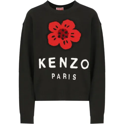 Schwarzer Wollpullover Rundhalsausschnitt , Damen, Größe: L - Kenzo - Modalova