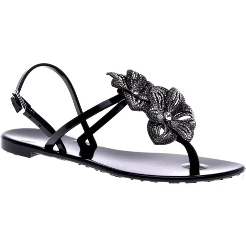Sandal in black rubber , Damen, Größe: 36 EU - Baldinini - Modalova