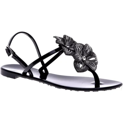 Sandal in black rubber , Damen, Größe: 37 EU - Baldinini - Modalova