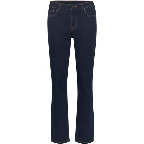 Straight Leg Dunkelblaue Jeans , Damen, Größe: M - Kaffe - Modalova