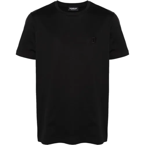 Schwarze T-Shirts und Polos mit gesticktem Logo , Herren, Größe: S - Dondup - Modalova
