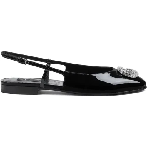 Patent Leather Slingback Flat Shoes , female, Sizes: 4 UK, 6 UK - Gucci - Modalova