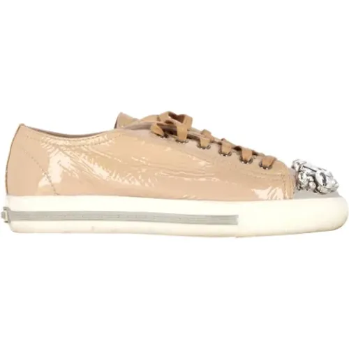 Pre-owned Leather sneakers , female, Sizes: 3 UK - Miu Miu Pre-owned - Modalova