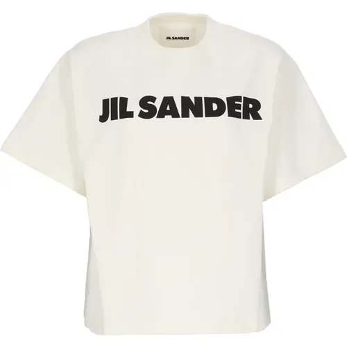 Weißes Baumwoll-T-Shirt mit Logo-Druck , Damen, Größe: L - Jil Sander - Modalova