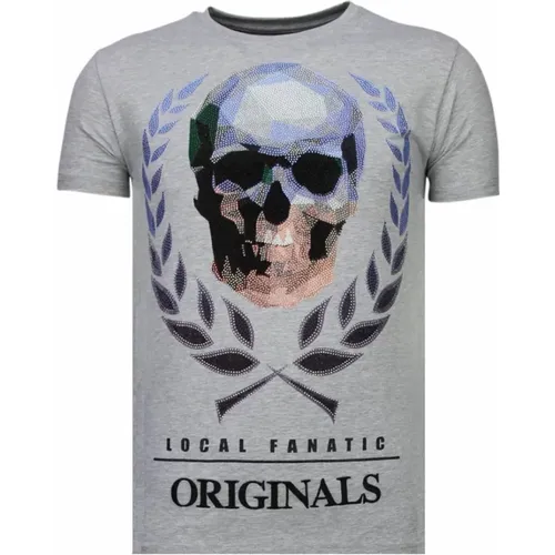 Skull Originals Rhinestone - Men T-shirt - 13-6224G , male, Sizes: L, 2XL, S, M, XL - Local Fanatic - Modalova