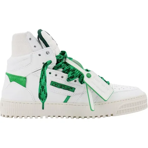 Weiße Ledersneakers mit Bicolor-Schnürsenkeln,Weiße Grüne High Top Sneakers Off - Off White - Modalova
