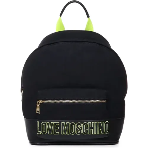 Schwarzer Baumwollrucksack mit Reißverschluss - Love Moschino - Modalova