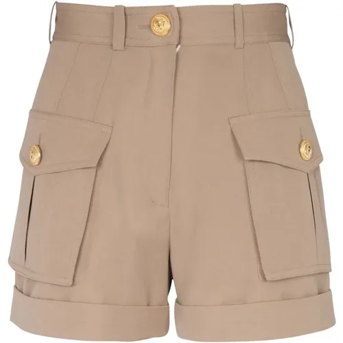 Cargo Wool Shorts in , female, Sizes: L, S - Balmain - Modalova