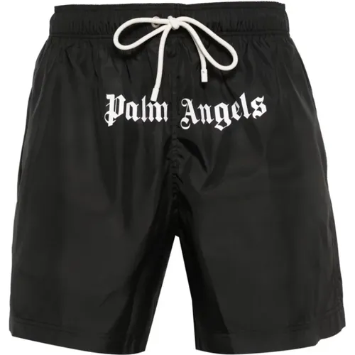 Schwarze Shorts mit Logo-Print , Herren, Größe: M - Palm Angels - Modalova