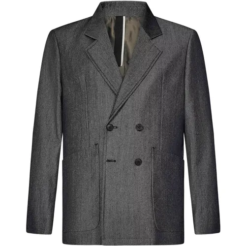 Grauer Woll-Denim-Blazer Aw24 , Herren, Größe: 2XL - Low Brand - Modalova