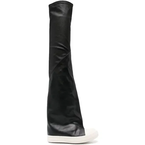 Oblique Thigh High Leather Boots , female, Sizes: 6 UK - Rick Owens - Modalova