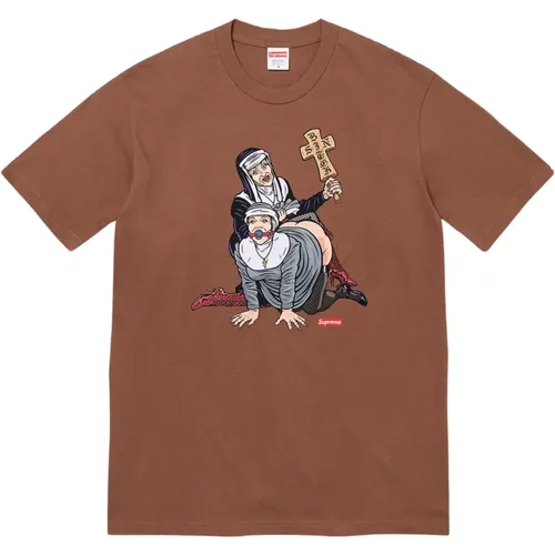 Klassisches Baumwollgrafik-T-Shirt Braun , Herren, Größe: L - Supreme - Modalova