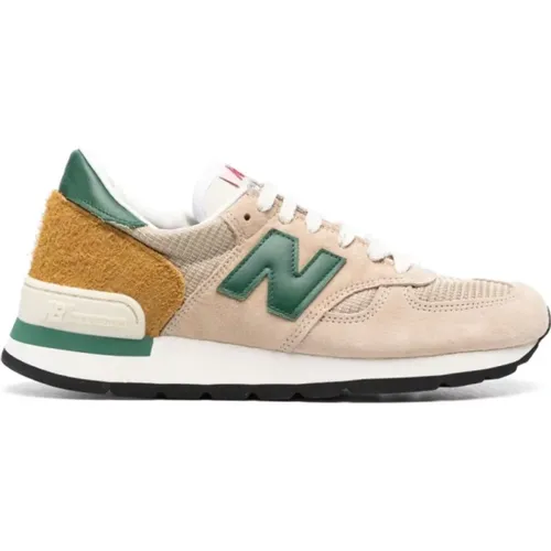 USA Made Tan/Green Sneakers , male, Sizes: 10 UK - New Balance - Modalova