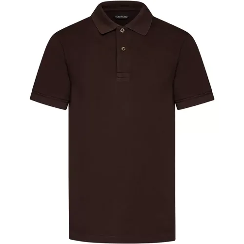 Braunes Baumwoll-Poloshirt für Männer - Tom Ford - Modalova