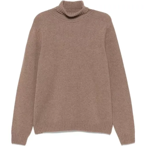 Taupe Brauner Gestrickter Rollkragenpullover , Herren, Größe: M - John Smedley - Modalova