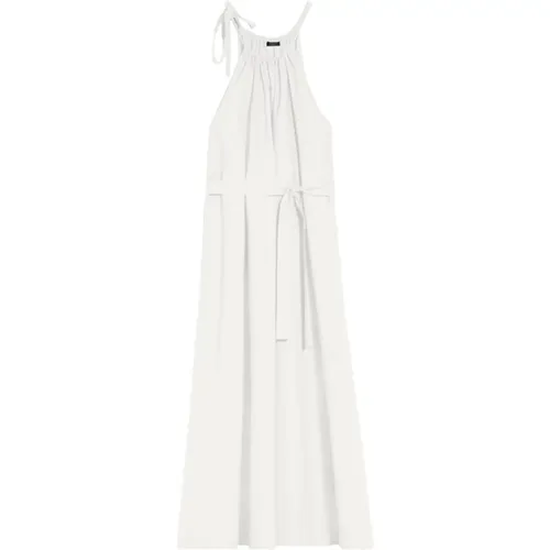 Weiße Baumwollkleid mit Rüschen Details , Damen, Größe: 2XS - Max Mara Weekend - Modalova