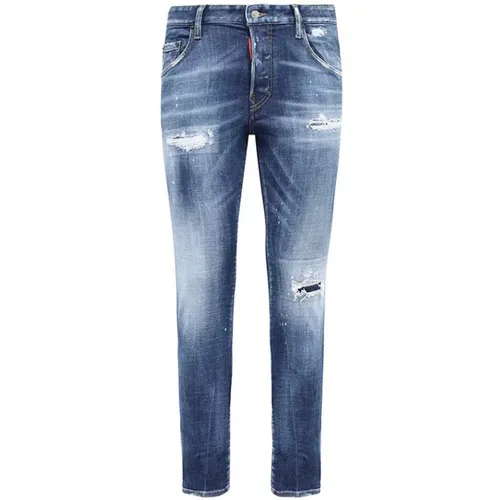 Distressed Skinny Paint-Splatter Jeans , male, Sizes: W34, W32, W28, W26, W38, W30, W36 - Dsquared2 - Modalova